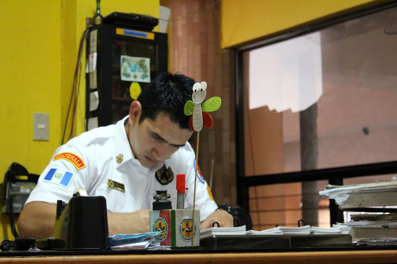 desk work in fire station guatemala